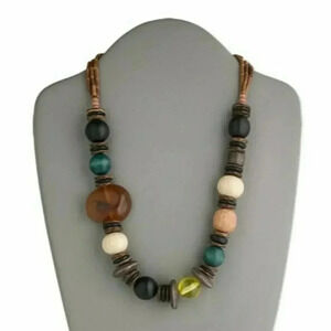 Handcrafted Chunky Wood and Resin Beads Necklace